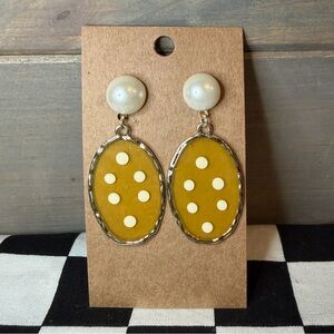 Yellow Polka Dot Dangle Earrings